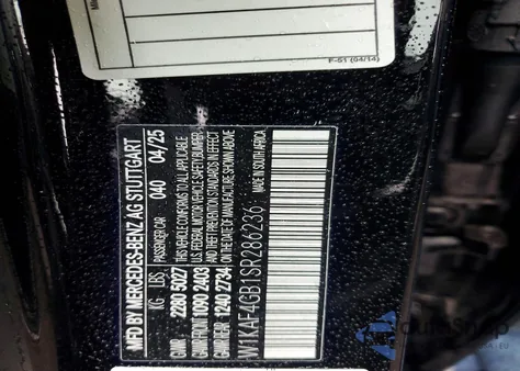 2025 Mercedes-Benz C 300 from USA, damaged, VIN W1KAF4GB1SR286236